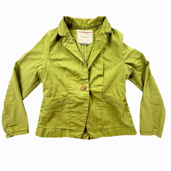 Anthropologie Jackets & Blazers - Cartonnier Anthropologie Green Blazer Jacket Womens 8 Cotton Stretch Casual